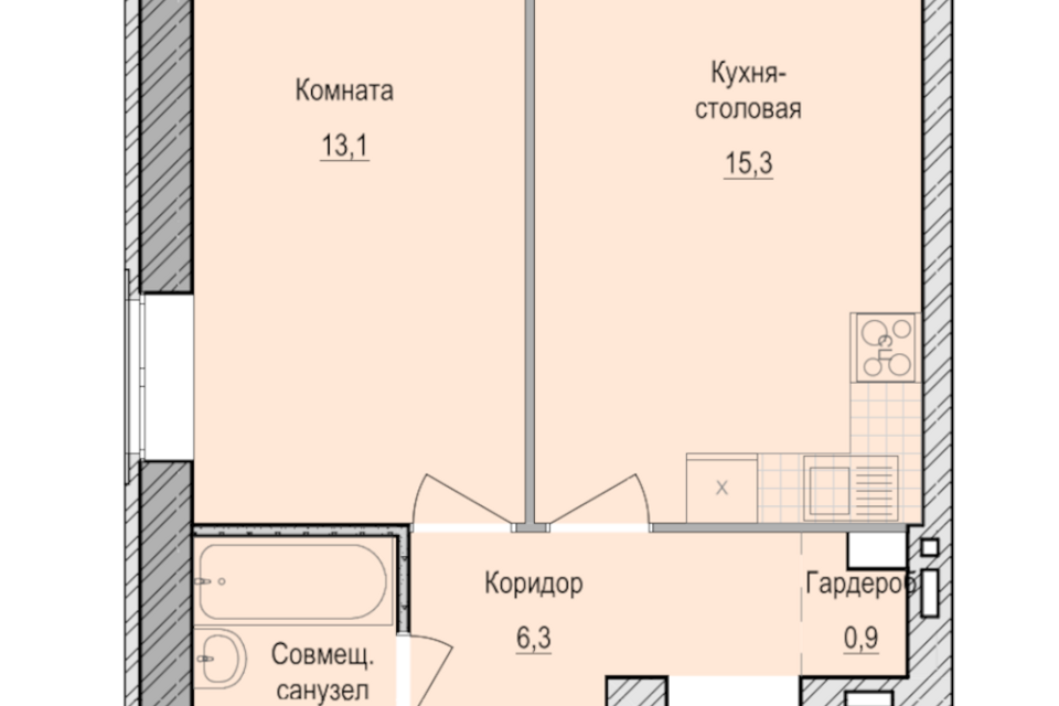 Продаётся 1-комнатная квартира, 40 м²