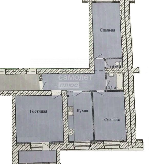 Продаётся 3-комнатная квартира, 89 м²