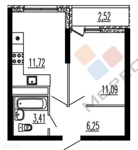 Продаётся 1-комнатная квартира, 35 м²