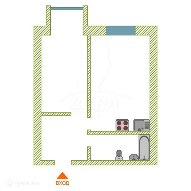 Продаётся 1-комнатная квартира, 42 м²