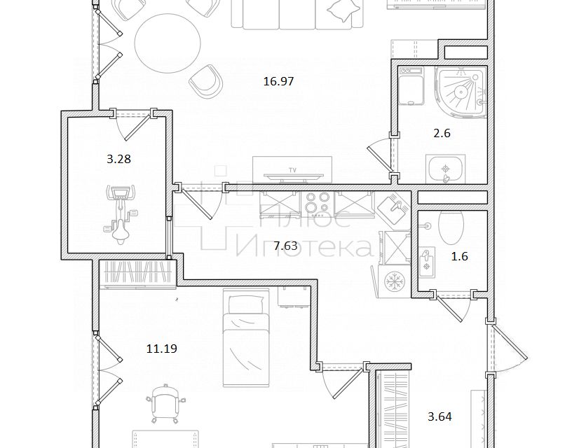 Продаётся 2-комнатная квартира, 43.1 м²