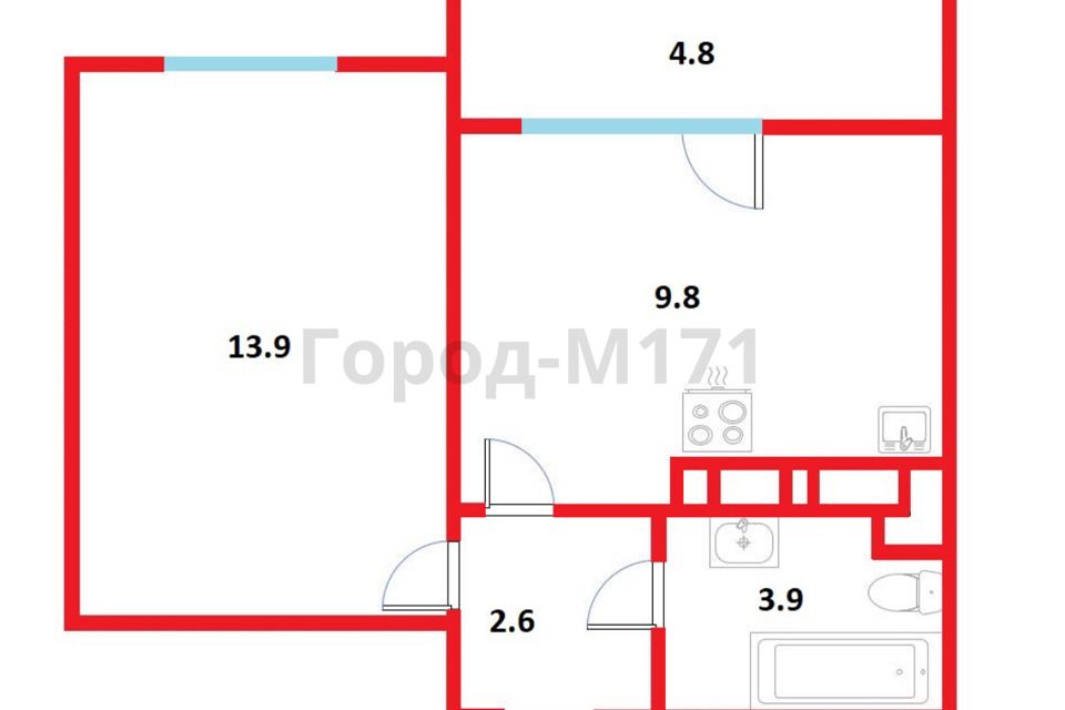 Продаётся 1-комнатная квартира, 30.2 м²