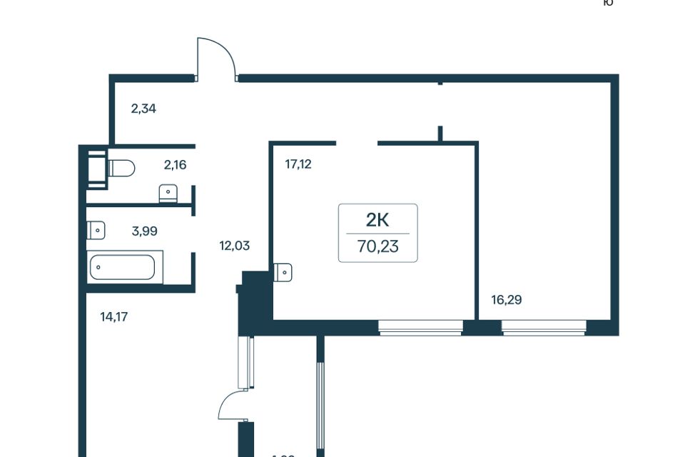 Продаётся 2-комнатная квартира, 68.4 м²