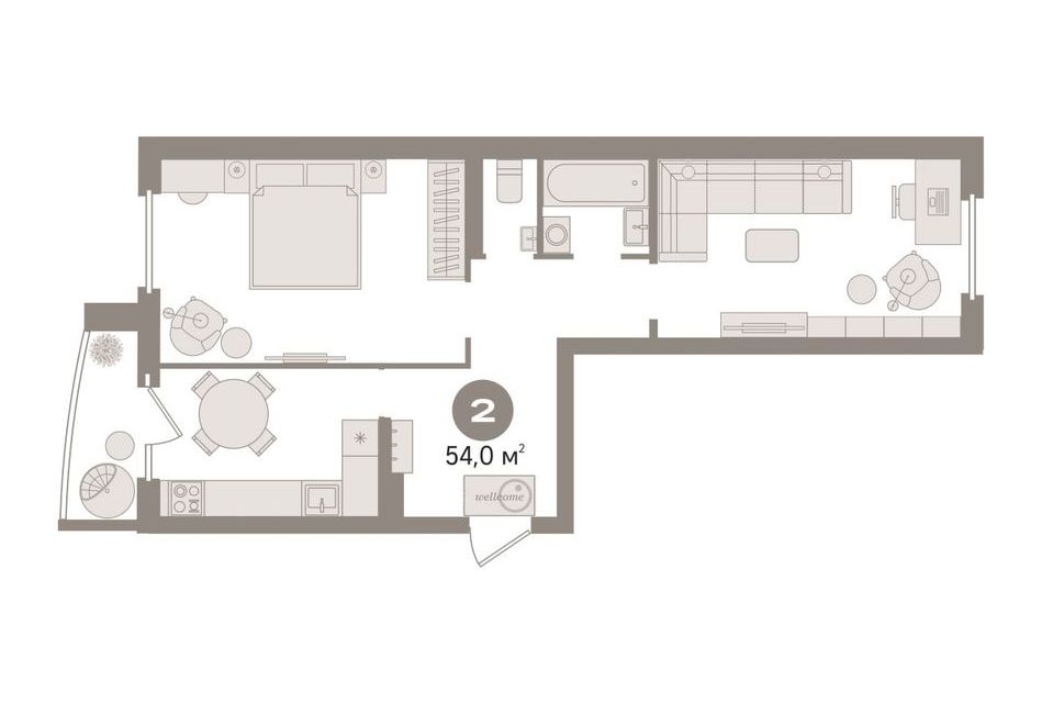 Продаётся 2-комнатная квартира, 54 м²