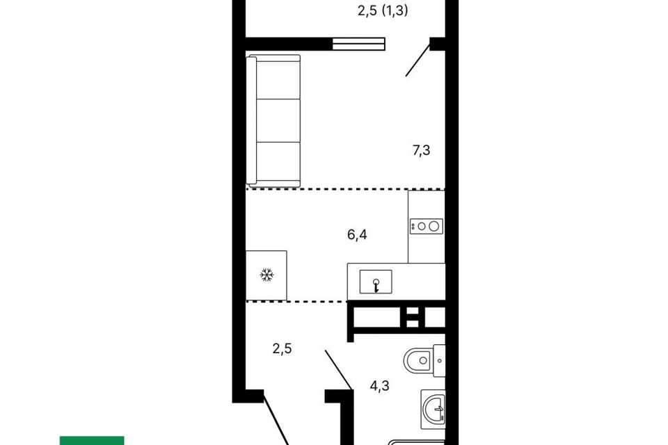 Продаётся студия, 21.8 м²