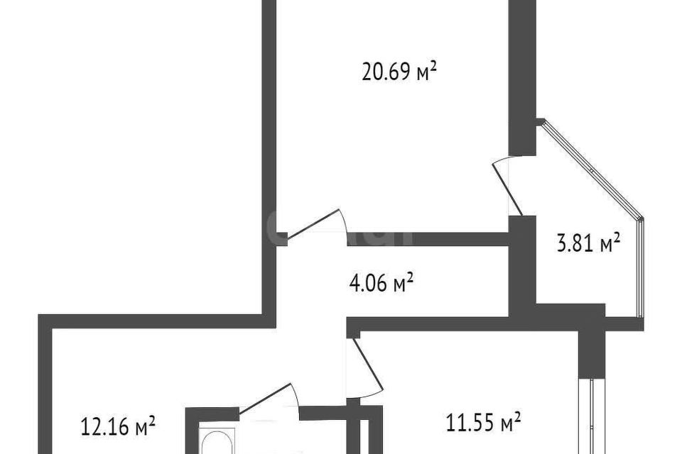 Продаётся 1-комнатная квартира, 53 м²