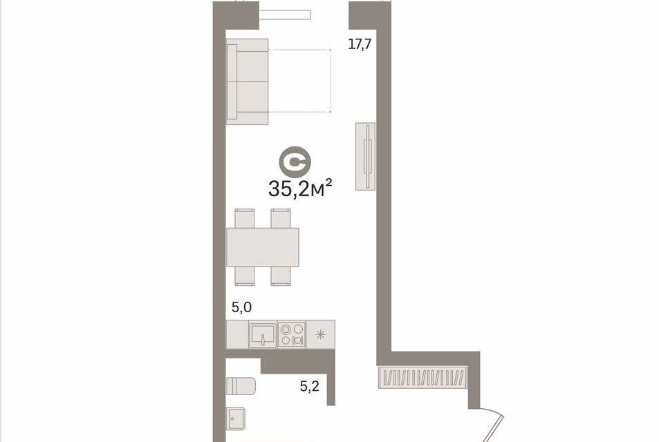 Продаётся студия, 35.2 м²
