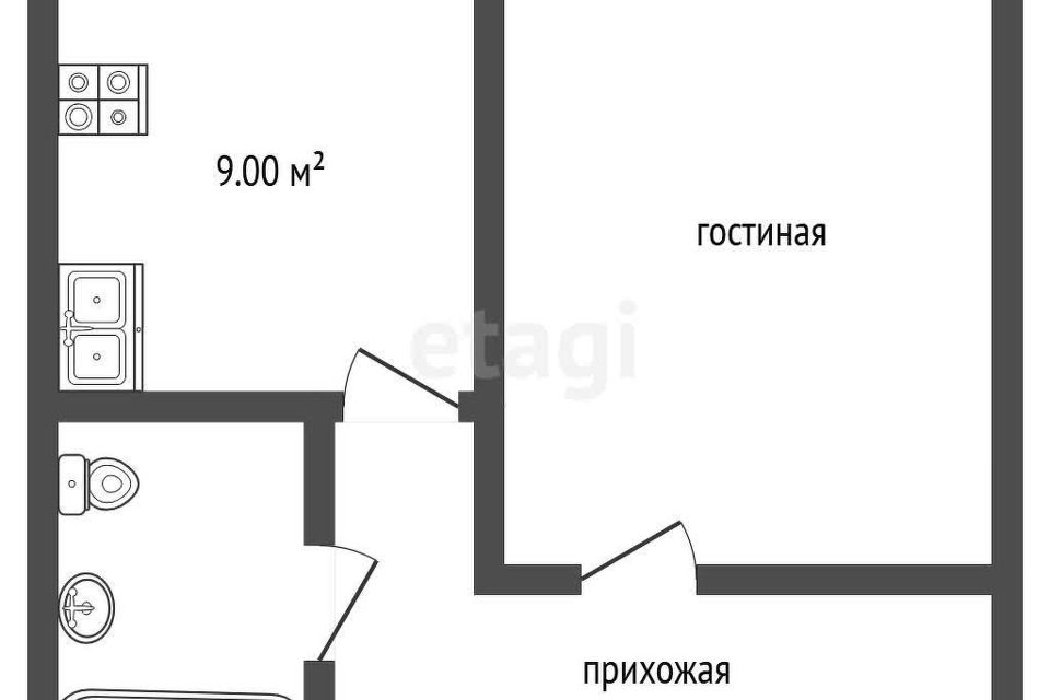 Продаётся 1-комнатная квартира, 39.9 м²