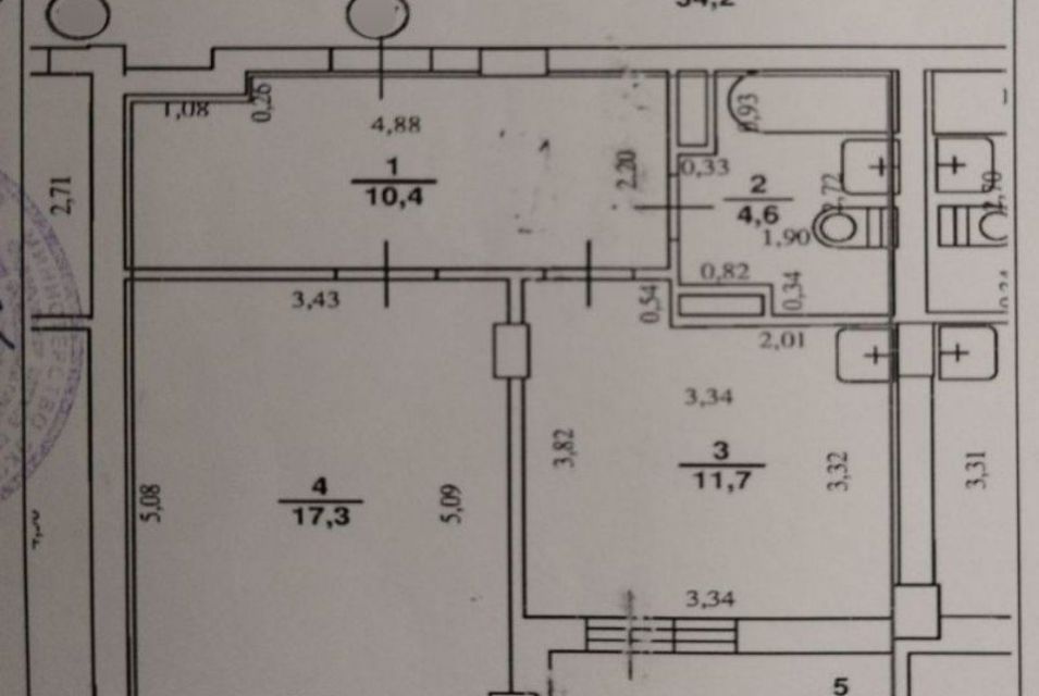 Продаётся 1-комнатная квартира, 44 м²