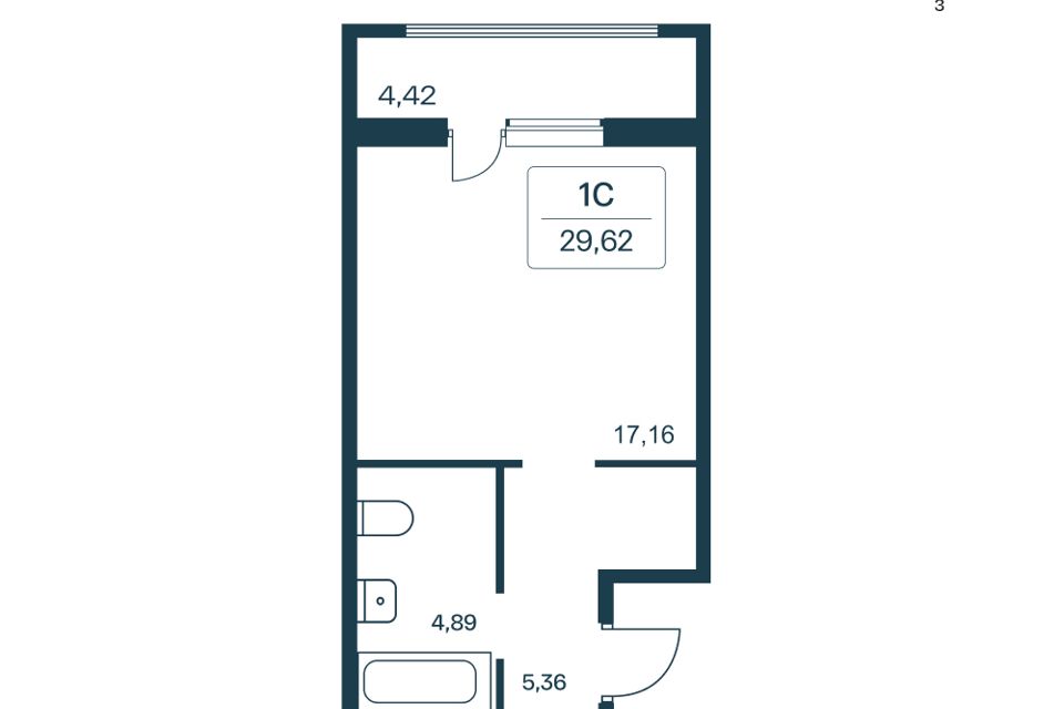 Продаётся студия, 27.1 м²