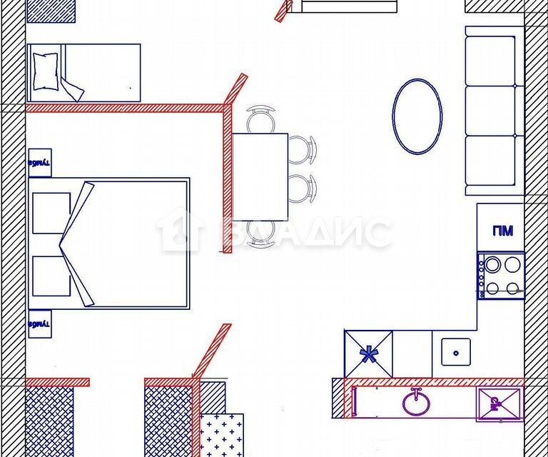 Продаётся 2-комнатная квартира, 46.9 м²