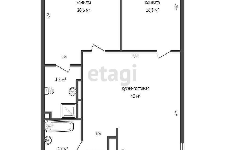 Продаётся 2-комнатная квартира, 83 м²