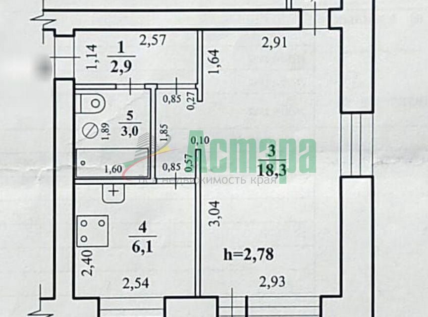 Продаётся 1-комнатная квартира, 31.4 м²