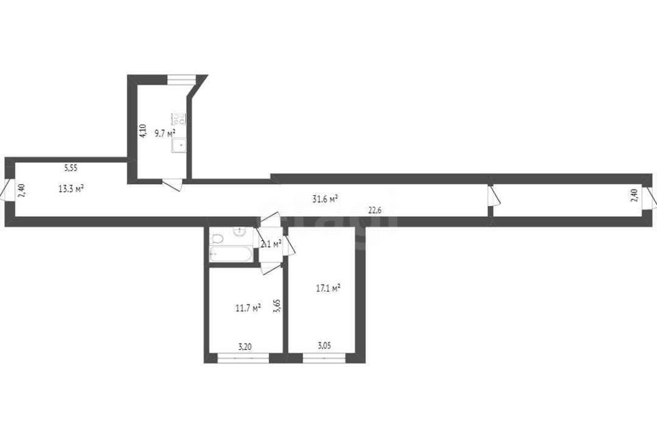Продаётся 2-комнатная квартира, 42 м²