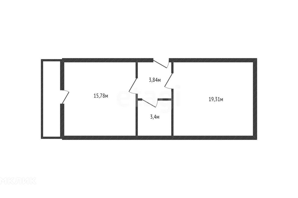 Продаётся 1-комнатная квартира, 42.45 м²