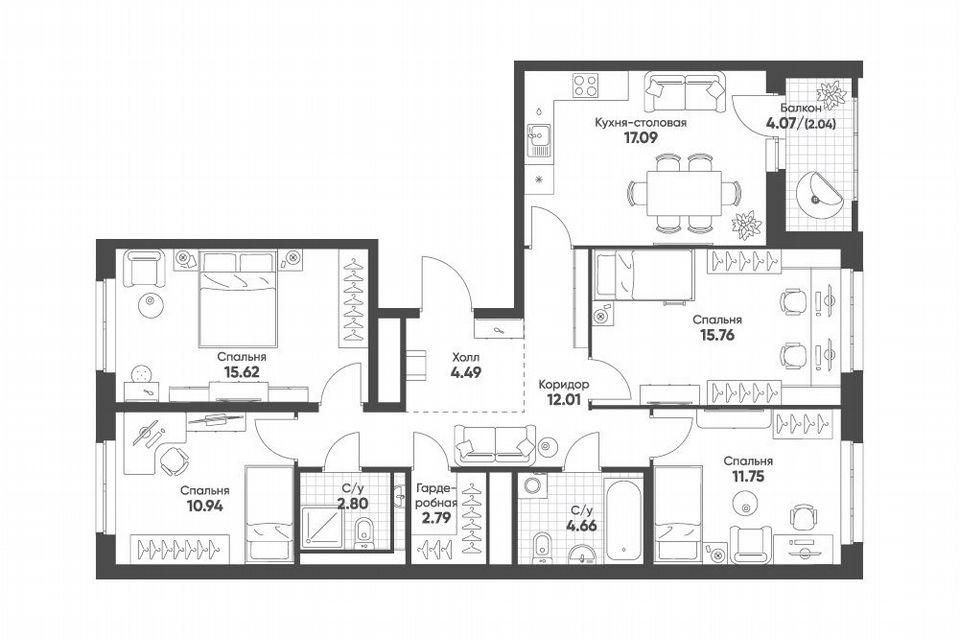 Продаётся 4-комнатная квартира, 100 м²