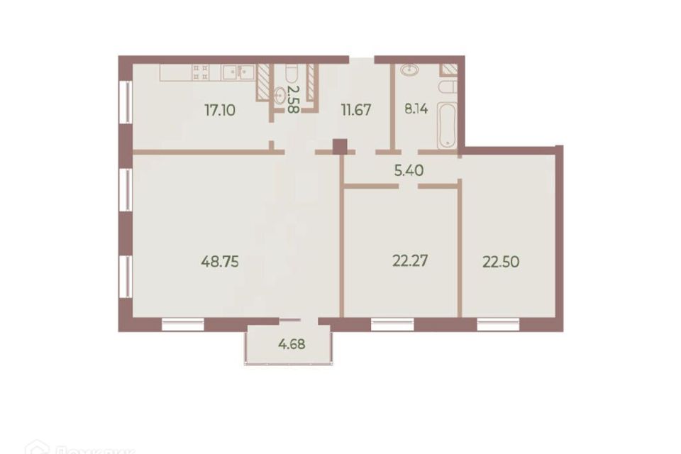 Продаётся 3-комнатная квартира, 140.9 м²