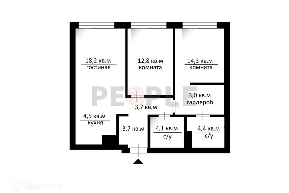 Продаётся 2-комнатная квартира, 68.7 м²