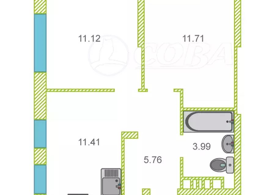 Продаётся 2-комнатная квартира, 44 м²