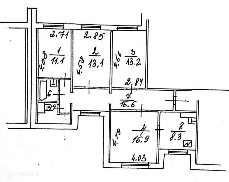 Продаётся 4-комнатная квартира, 85.1 м²