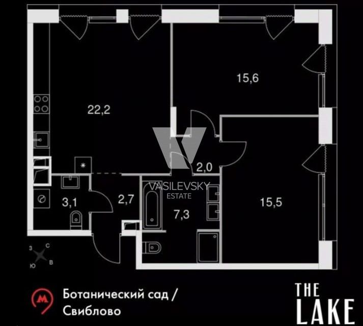 Продаётся 2-комнатная квартира, 68.4 м²