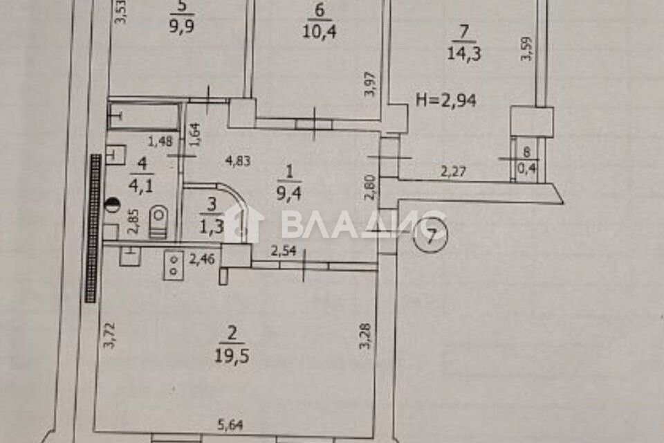 Продаётся 3-комнатная квартира, 69.3 м²
