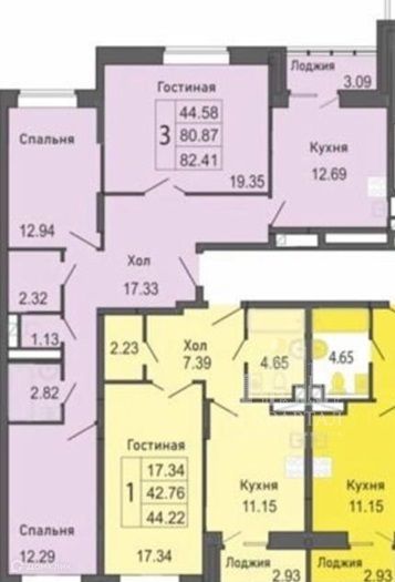 Продаётся 3-комнатная квартира, 82.5 м²