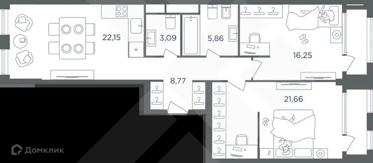 Продаётся 2-комнатная квартира, 78 м²