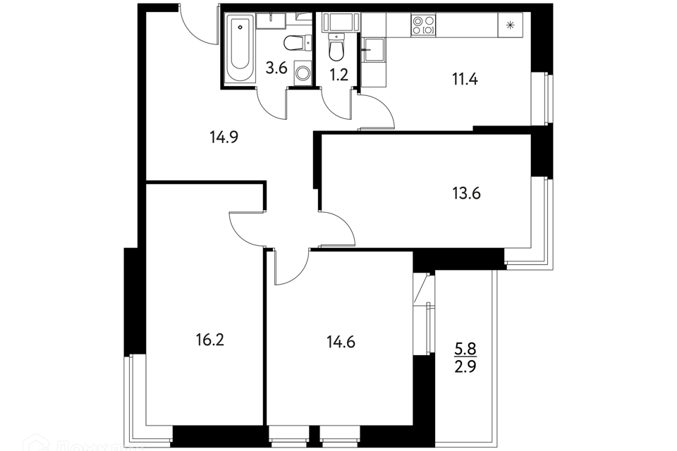 Продаётся 3-комнатная квартира, 78.4 м²