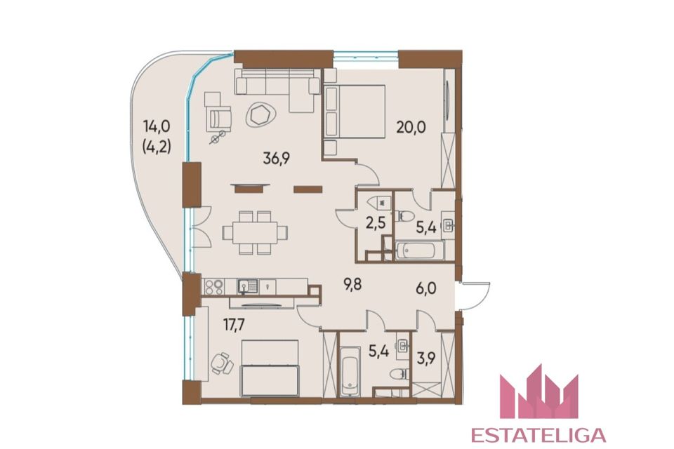 Продаётся 3-комнатная квартира, 112 м²