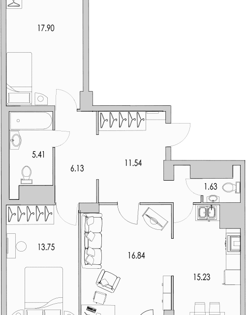 Продаётся 3-комнатная квартира, 92.1 м²