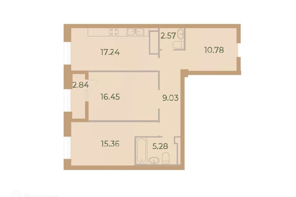 Продаётся 2-комнатная квартира, 79.5 м²