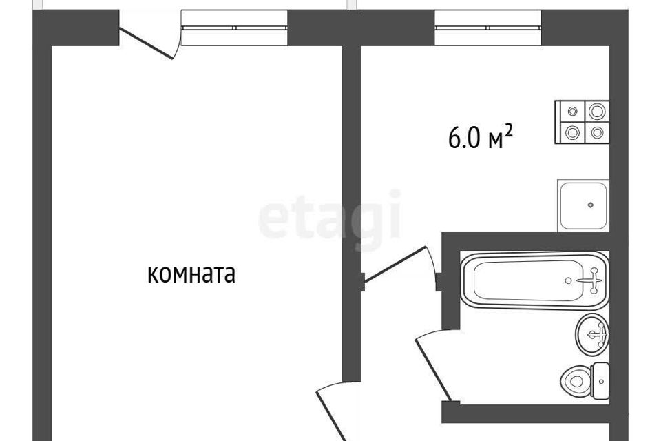 Продаётся 1-комнатная квартира, 31.6 м²