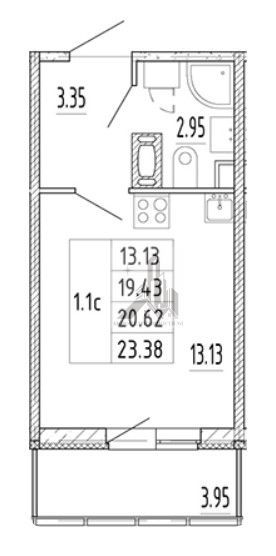 Продаётся студия, 20.62 м²