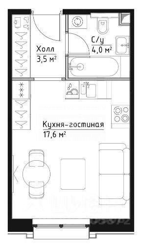 Продаётся студия, 25.1 м²