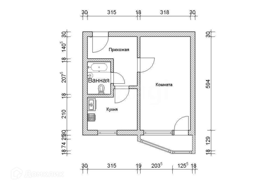 Продаётся 1-комнатная квартира, 39 м²