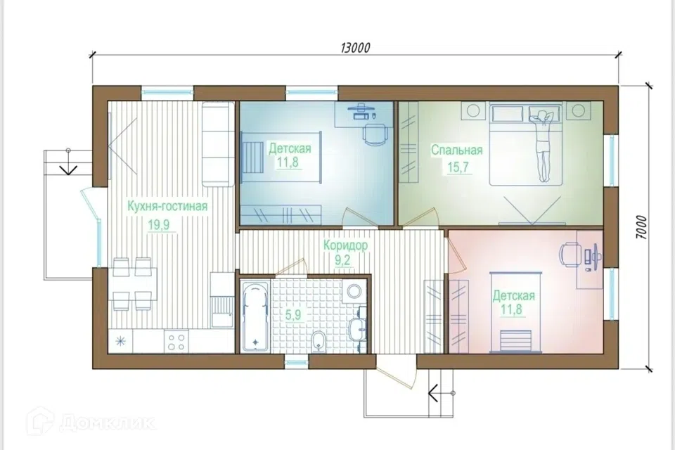 Продаётся 1-этажный дом, 90 м²