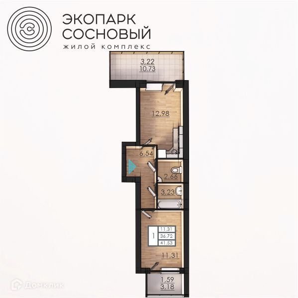 Продаётся 1-комнатная квартира, 36.7 м²