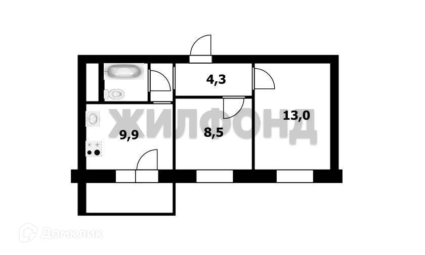 Продаётся 2-комнатная квартира, 40.3 м²