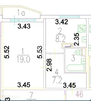 Продаётся 1-комнатная квартира, 37.6 м²