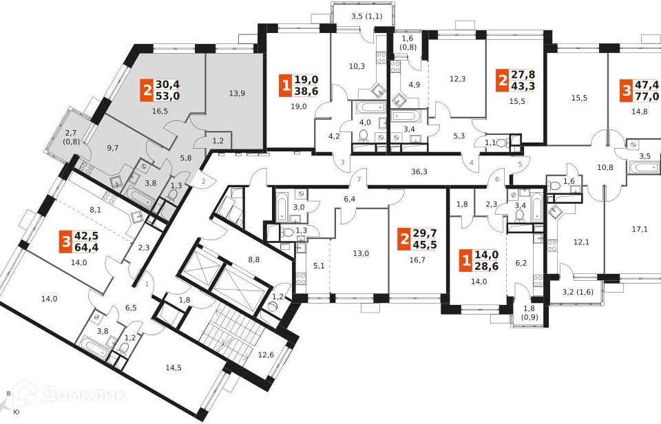Продаётся 2-комнатная квартира, 54.4 м²