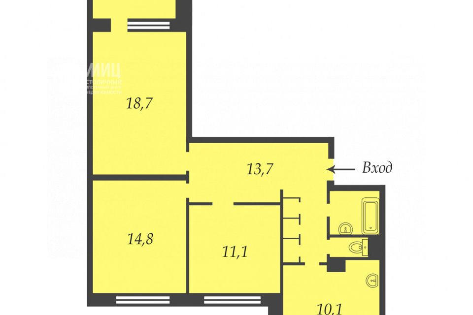 Продаётся 3-комнатная квартира, 73.5 м²