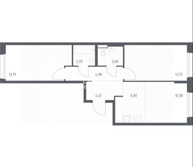 Продаётся 3-комнатная квартира, 59.6 м²