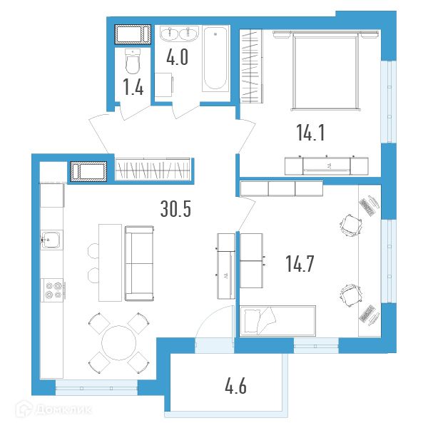 Продаётся 2-комнатная квартира, 67 м²