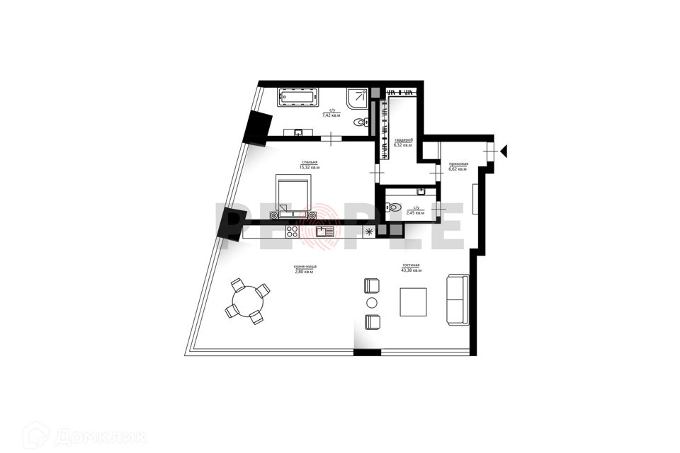 Продаётся 2-комнатная квартира, 83.3 м²