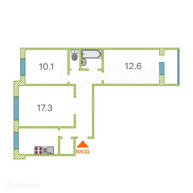 Продаётся 3-комнатная квартира, 70 м²
