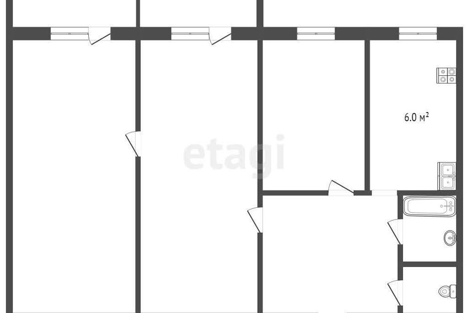 Продаётся 3-комнатная квартира, 65 м²