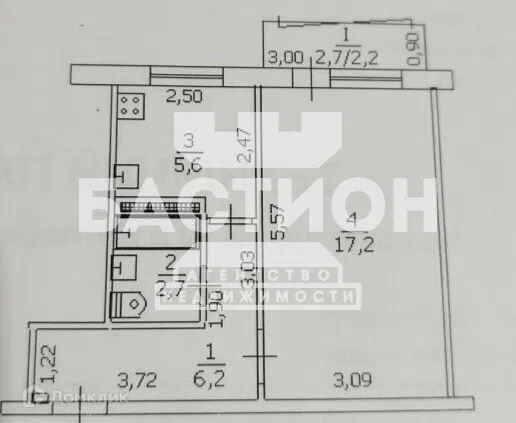 Продаётся 1-комнатная квартира, 33.9 м²