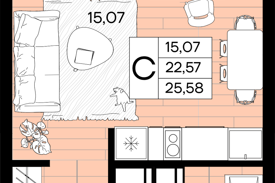 Продаётся студия, 25.58 м²