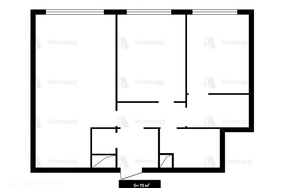 Продаётся 3-комнатная квартира, 75.3 м²